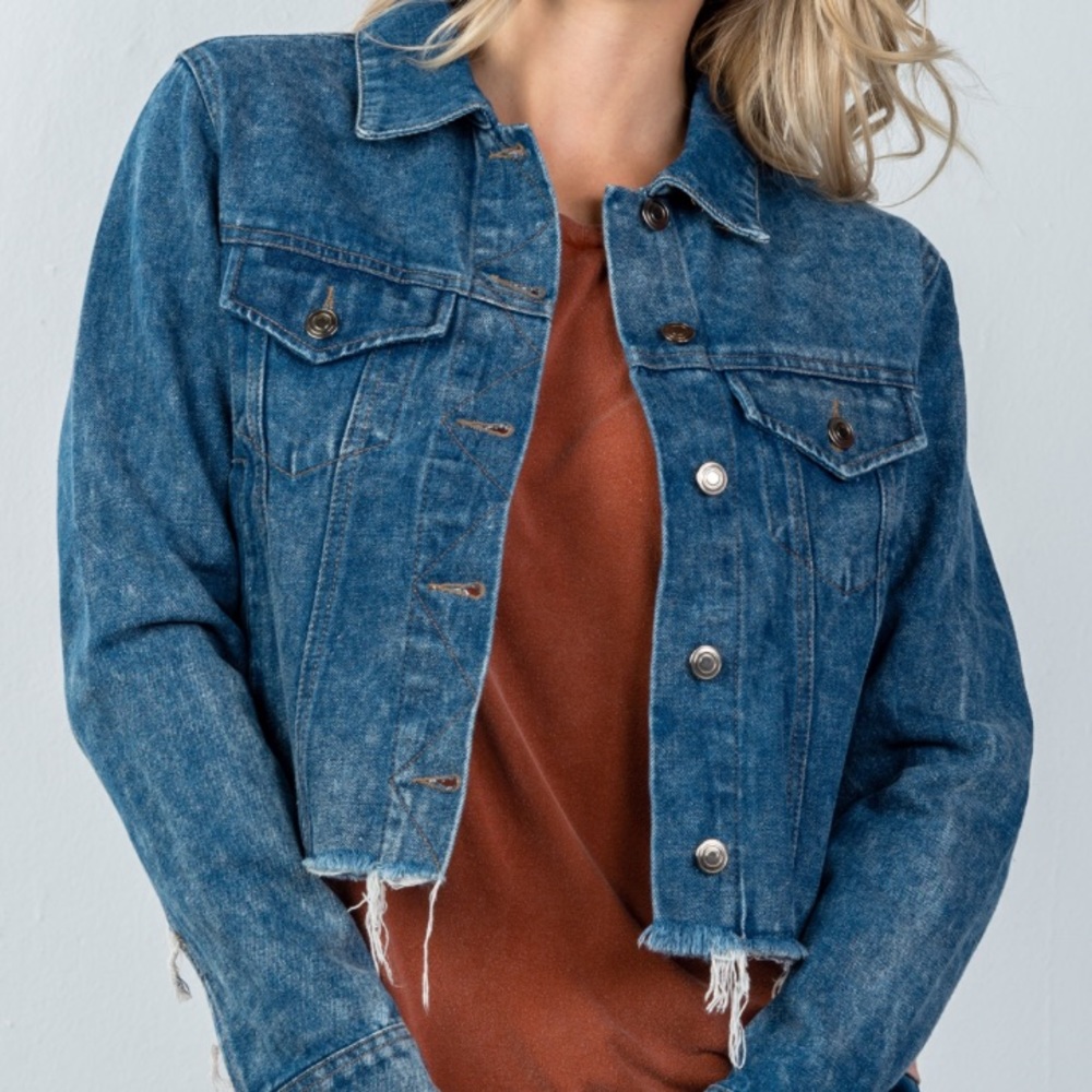 FLORAL EMBROIDERED DENIM JACKET - Picture 2 of 4
